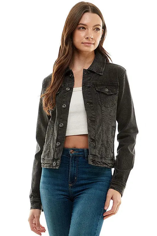 Spandex  Ladies  Casual Denim Jacket - Image #4