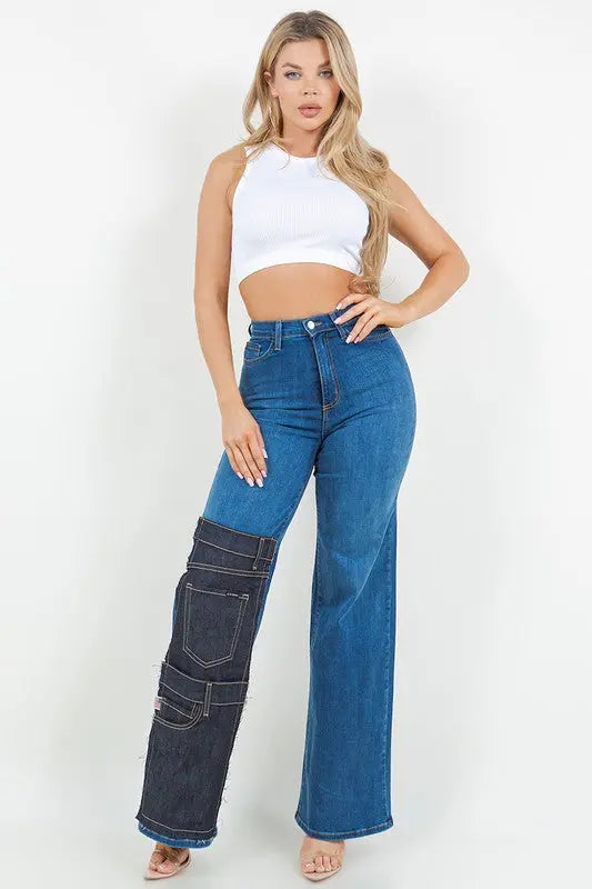 Janet Wide Leg jean in Medium Blue - Image #2