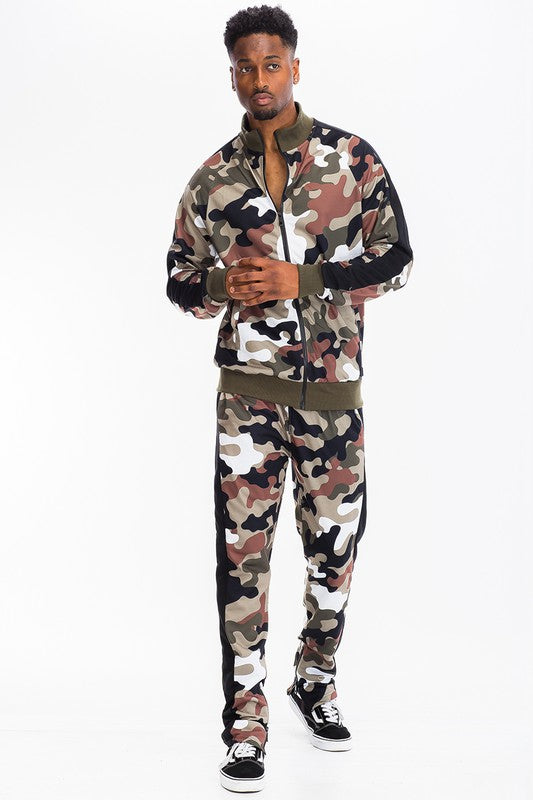 FULL CAMO WITH STRIPE TRACK BOTTOM PANTS - Panther®