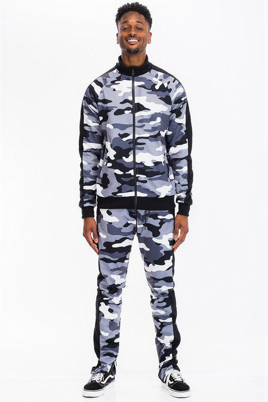 FULL CAMO WITH STRIPE TRACK BOTTOM PANTS - Panther®