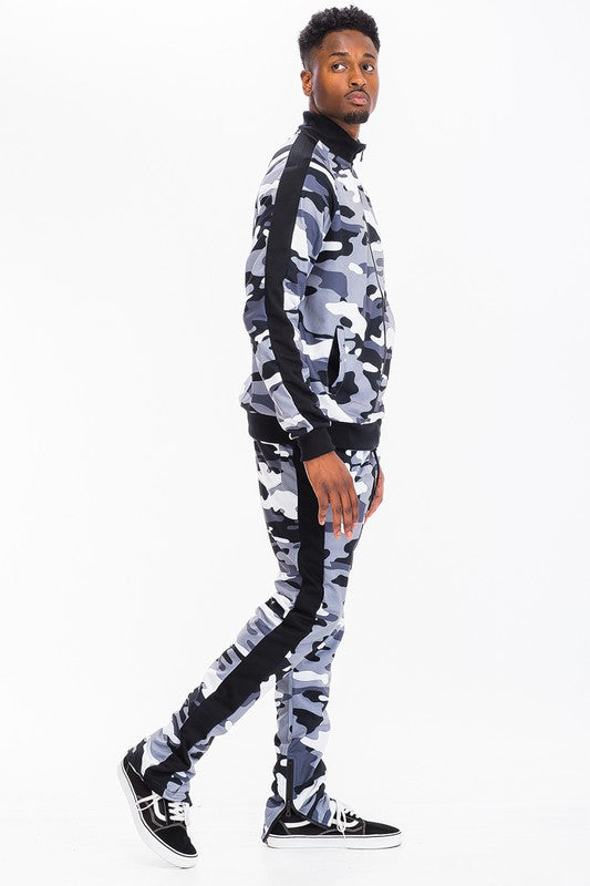 FULL CAMO WITH STRIPE TRACK BOTTOM PANTS - Panther®