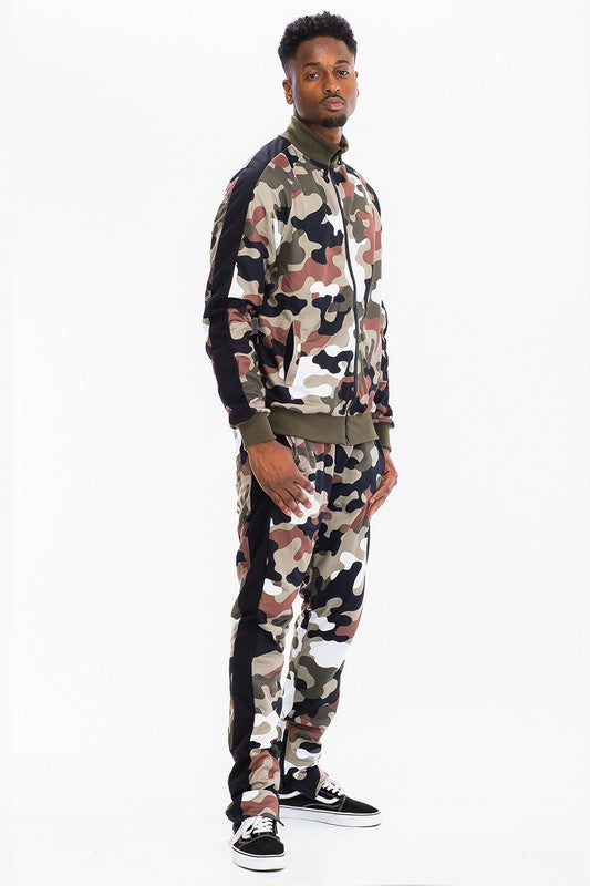 FULL CAMO WITH STRIPE TRACK BOTTOM PANTS - Panther®