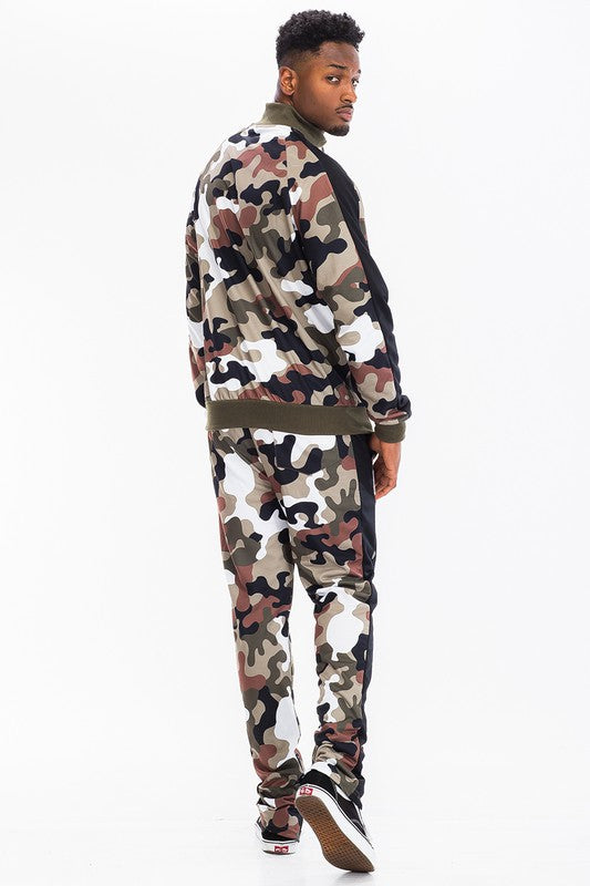 FULL CAMO WITH STRIPE TRACK BOTTOM PANTS - Panther®