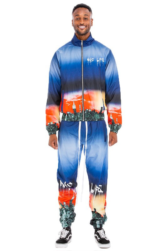 NYC LIFE LA LIFE PRINT WINDBREAK TRACK SUIT