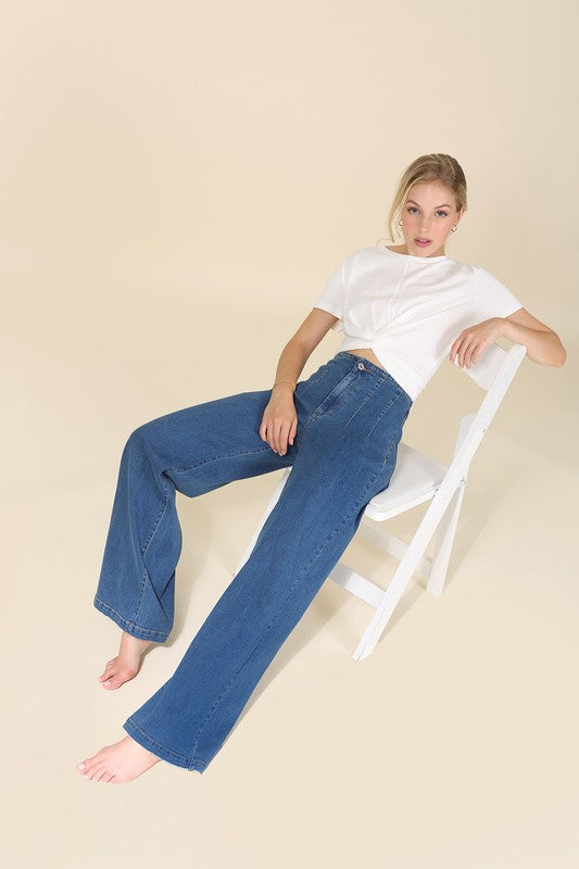 Flared high waist pin-tuck jeans - Panther®