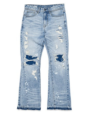 KNEE DESTROYED SLIM FLARE DENIM - Panther®