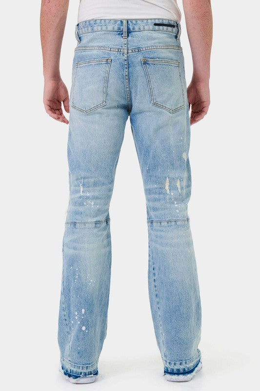 KNEE DESTROYED SLIM FLARE DENIM - Panther®