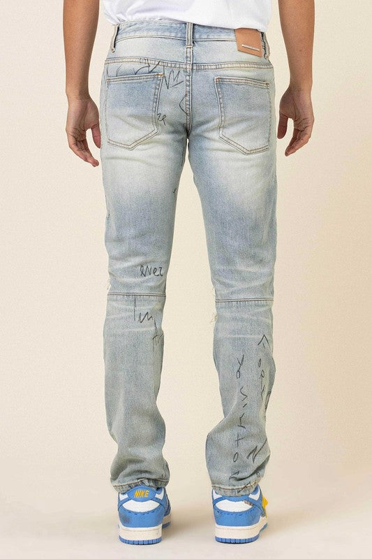 ALL OVER DOODLING SLIM FIT DENIM - Panther®