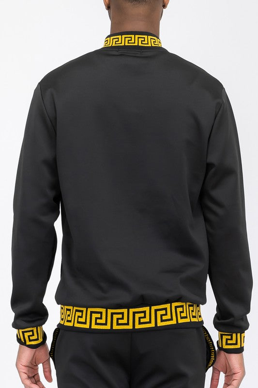 Mens Black and Gold Detail Track Suit