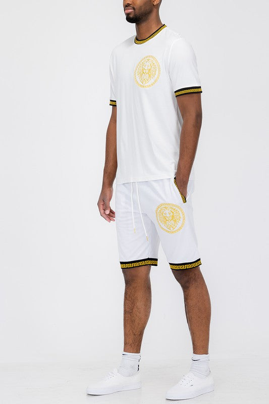 Lion Head Embroidery T-shirt and Short Set - Panther®