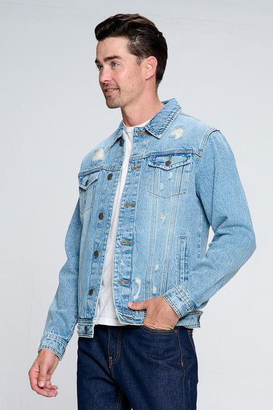 Men's Denim Jacket with Distressed - Panther®