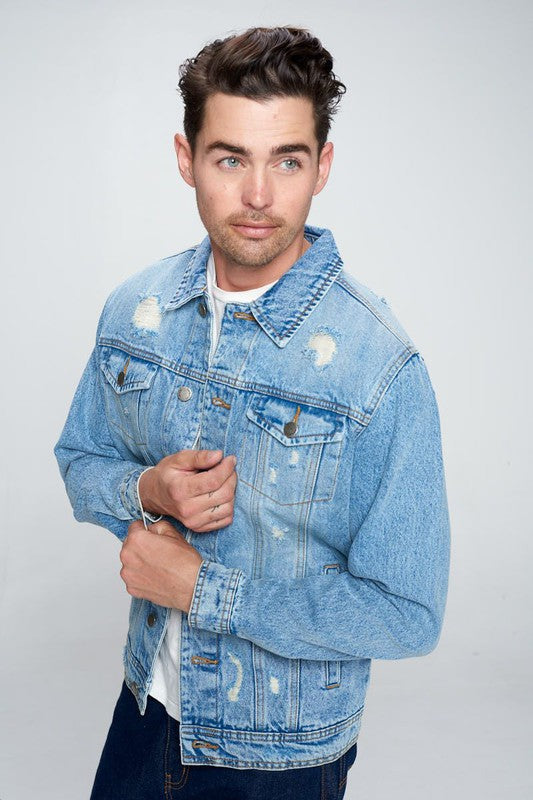 Men's Denim Jacket with Distressed - Panther®