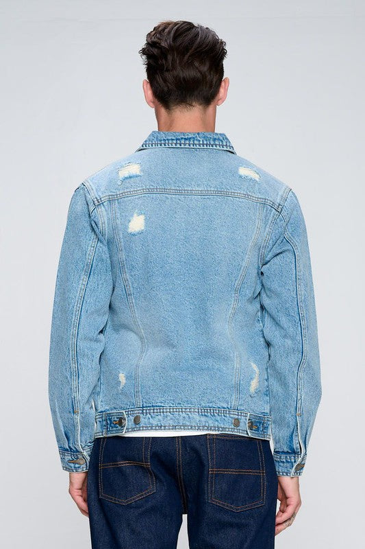 Men's Denim Jacket with Distressed - Panther®