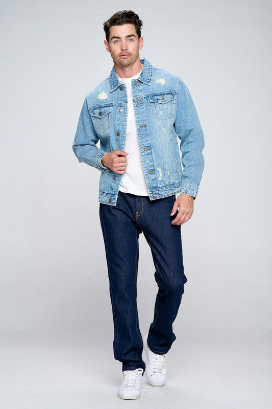 Men's Denim Jacket with Distressed - Panther®