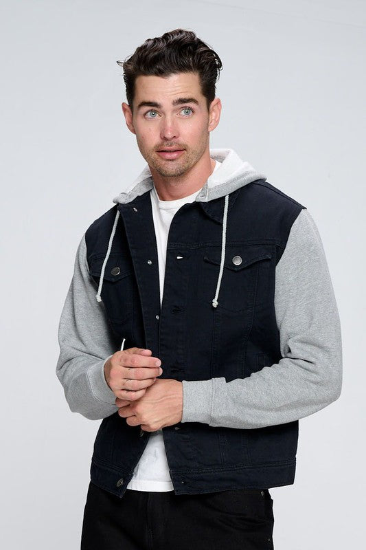 Men's Denim Jacket with Fleece Hoodies - Panther®