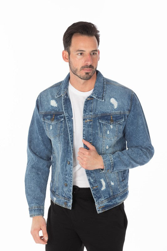 Men's Denim Jacket with Distressed - Panther®