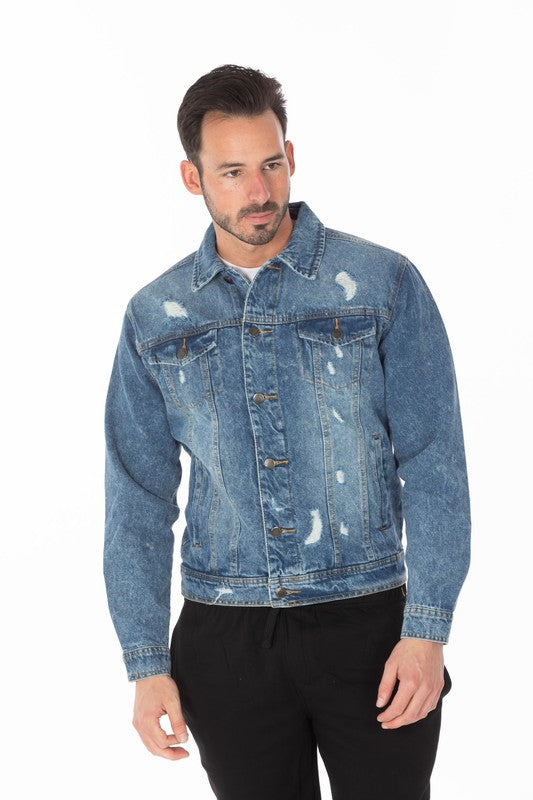 Men's Denim Jacket with Distressed - Panther®