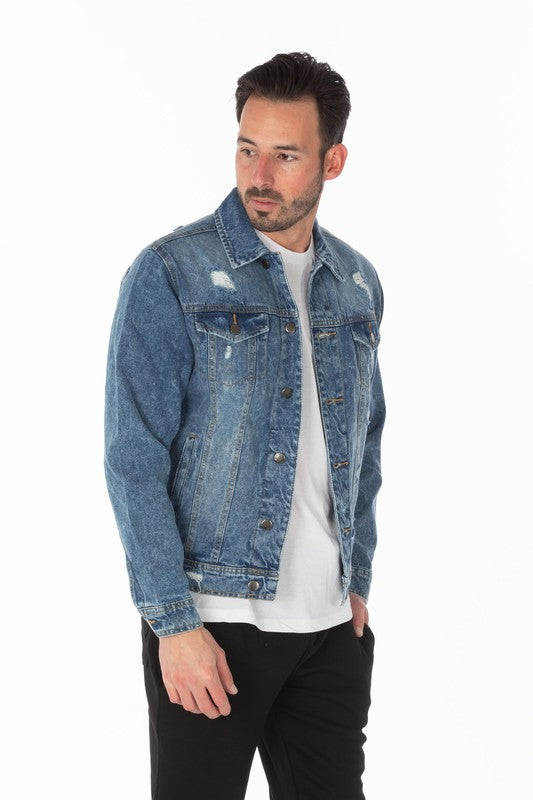Men's Denim Jacket with Distressed - Panther®