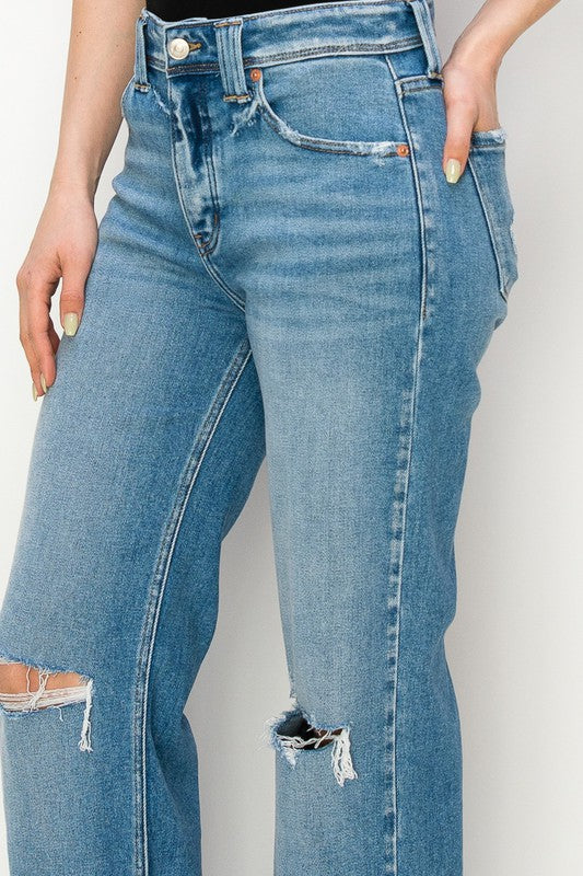 PLUS SIZE - HIGH RISE STRAIGHT LEG JEANS - Panther®