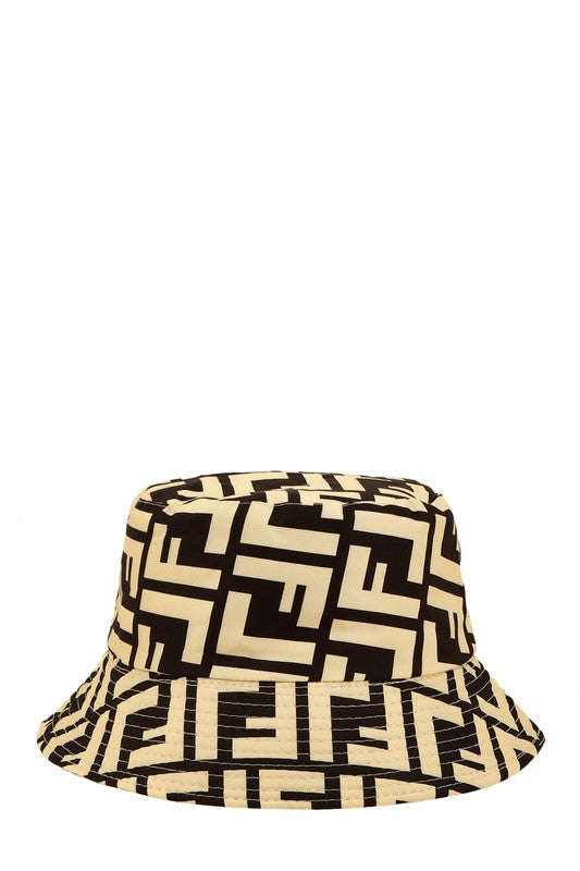 Greek Pattern Print Bucket Hat