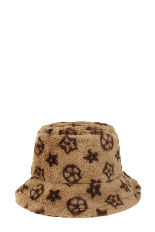 Geometric Pattern Fur Bucket Hat