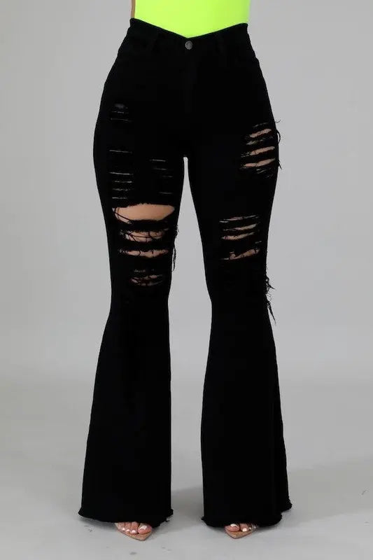 Torri Bell Bottom Jean in Black - Image #1