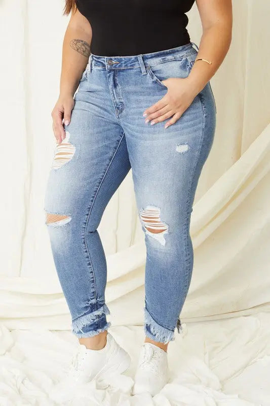 Plus Mid Rise Ankle Skinny Jeans - Image #3