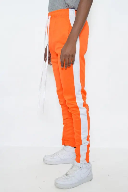 SLIM FIT SINGLE STRIPE TRACK PANTS - Image #1