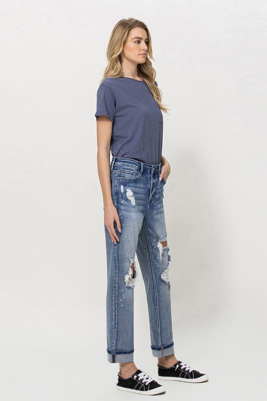 STRETCH BOYFRIEND JEANS W PAINT SPATTER DETAIL AND - Panther®