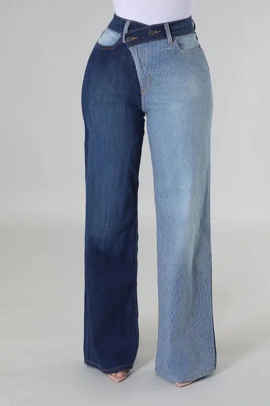 Asymmetrical Pin Stripe Jean - Image #4