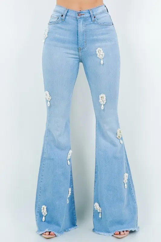 Perla Bell Bottom Jean in Light Wash - Image #1