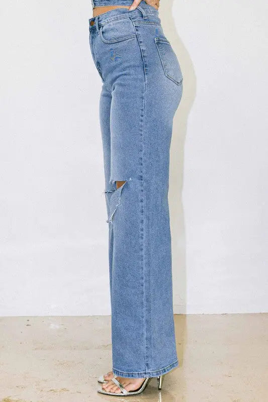 Distressed Wide Fit Jeans - Image #6