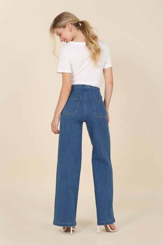 Flared high waist pin-tuck jeans - Panther®