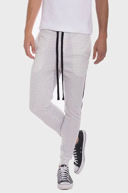 WEIV MEN'S Patterned Sweatpants with Side Stripe - Image #7