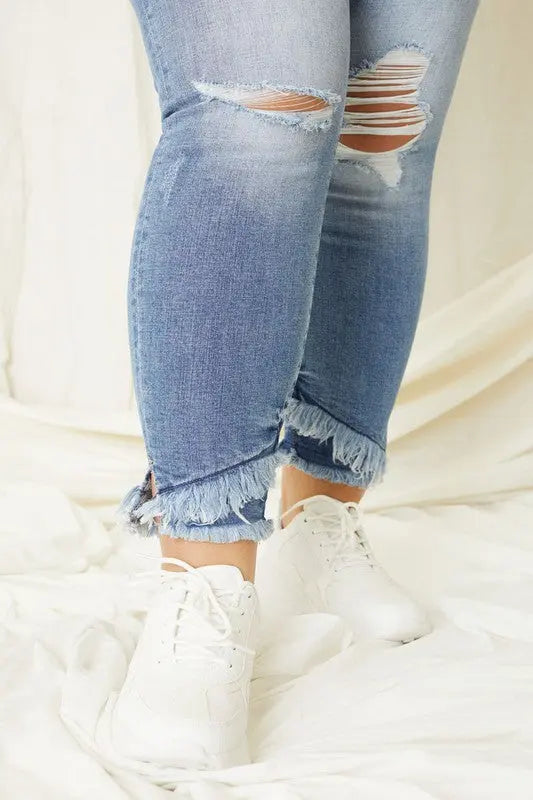 Plus Mid Rise Ankle Skinny Jeans - Image #7