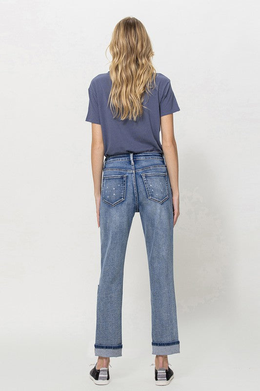 STRETCH BOYFRIEND JEANS W PAINT SPATTER DETAIL AND - Panther®