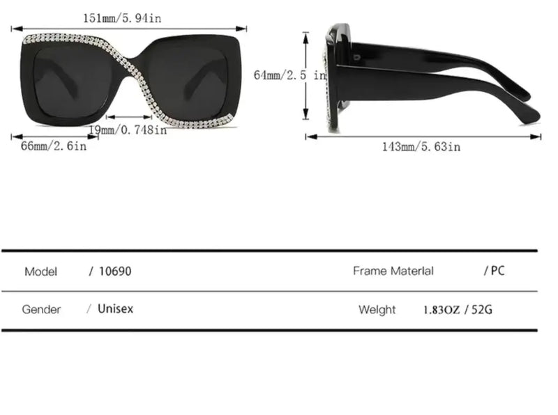 Special Design Color With Crystals Big Frame Rhinestone Bling Trendy Fashionable Sunglasses - Panther®