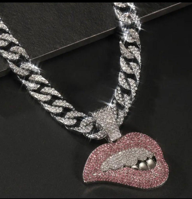 Pink Lips Pendant + Cuban Chain - Panther®