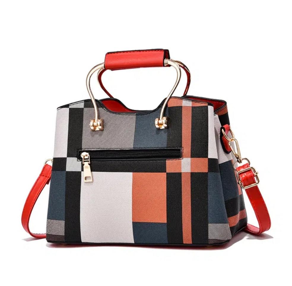 Women's Colorblock Plaid Pattern Pendant Decor Shoulder Bag, Crossbody Bag, Handbag - Panther®