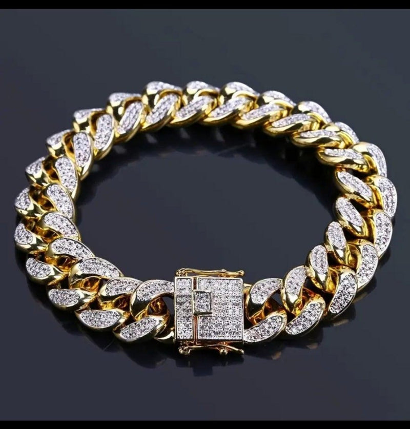 Hip Hop Iced Out Bracelet Cuban Chain Zircon Bracelet For Men - Panther®