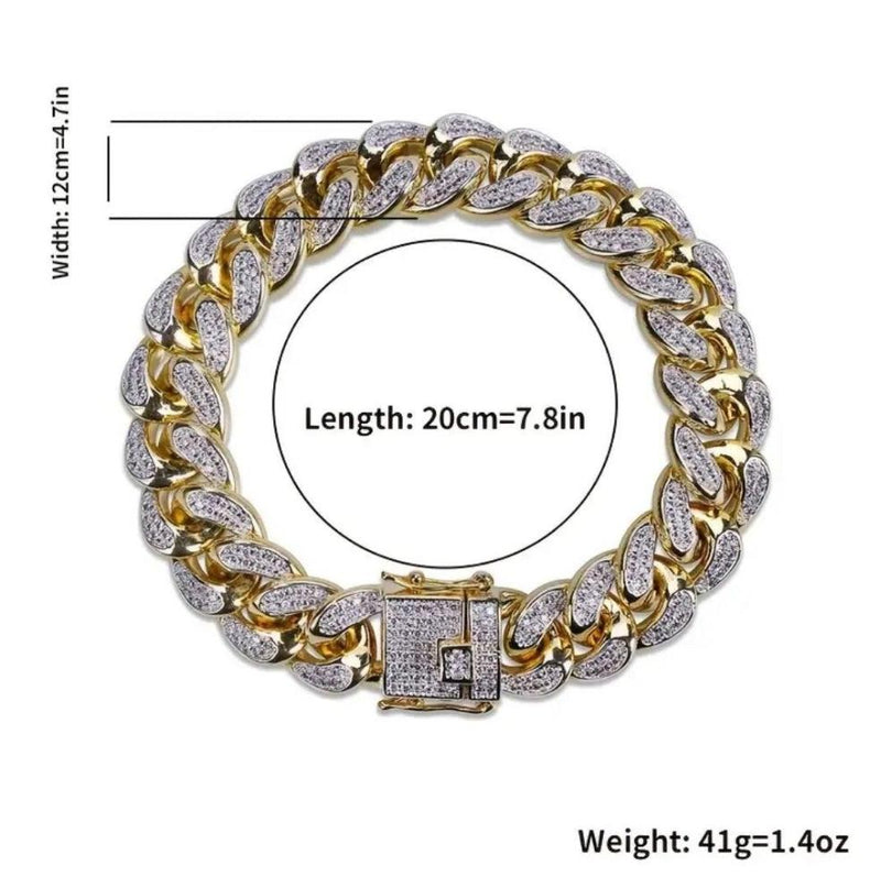 Hip Hop Iced Out Bracelet Cuban Chain Zircon Bracelet For Men - Panther®